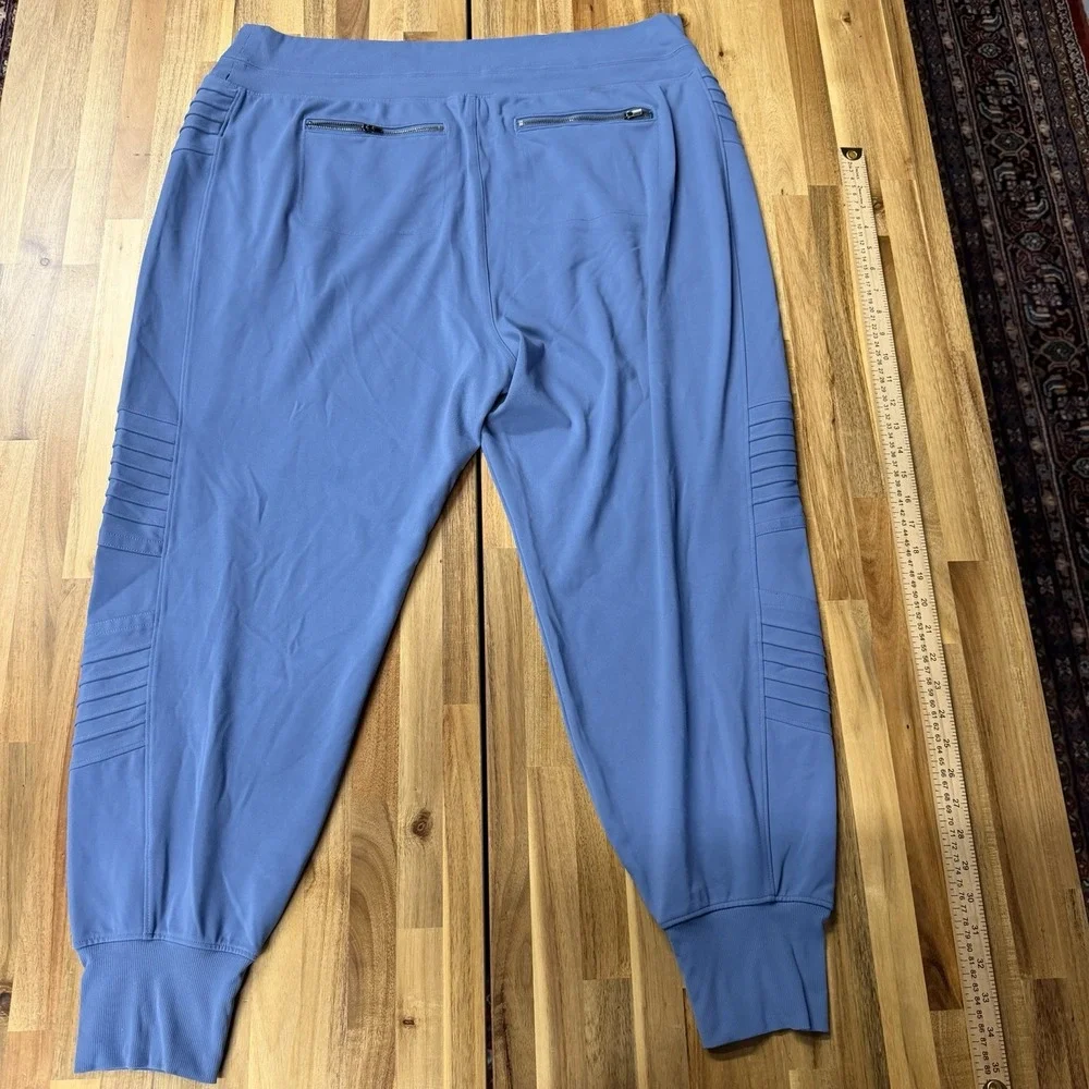 Athleta Joggers Womens Blue Venice Moto Zip Pockets High Waisted Pants Size XXL